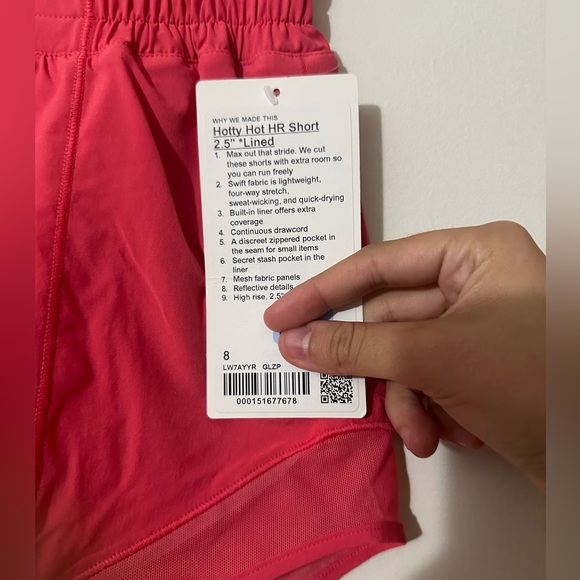 NWT Lululemon Hotty Hot High-Rise Lined Short 2.5” Glaze Pink Size 8 - Picture 7 of 7